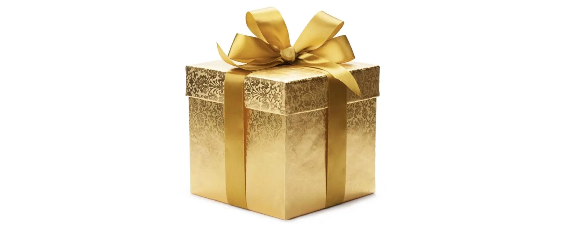 Cadeau doré symbolisant le Merci prononcé du fond du cœur, la gratitude comme présent de la vie